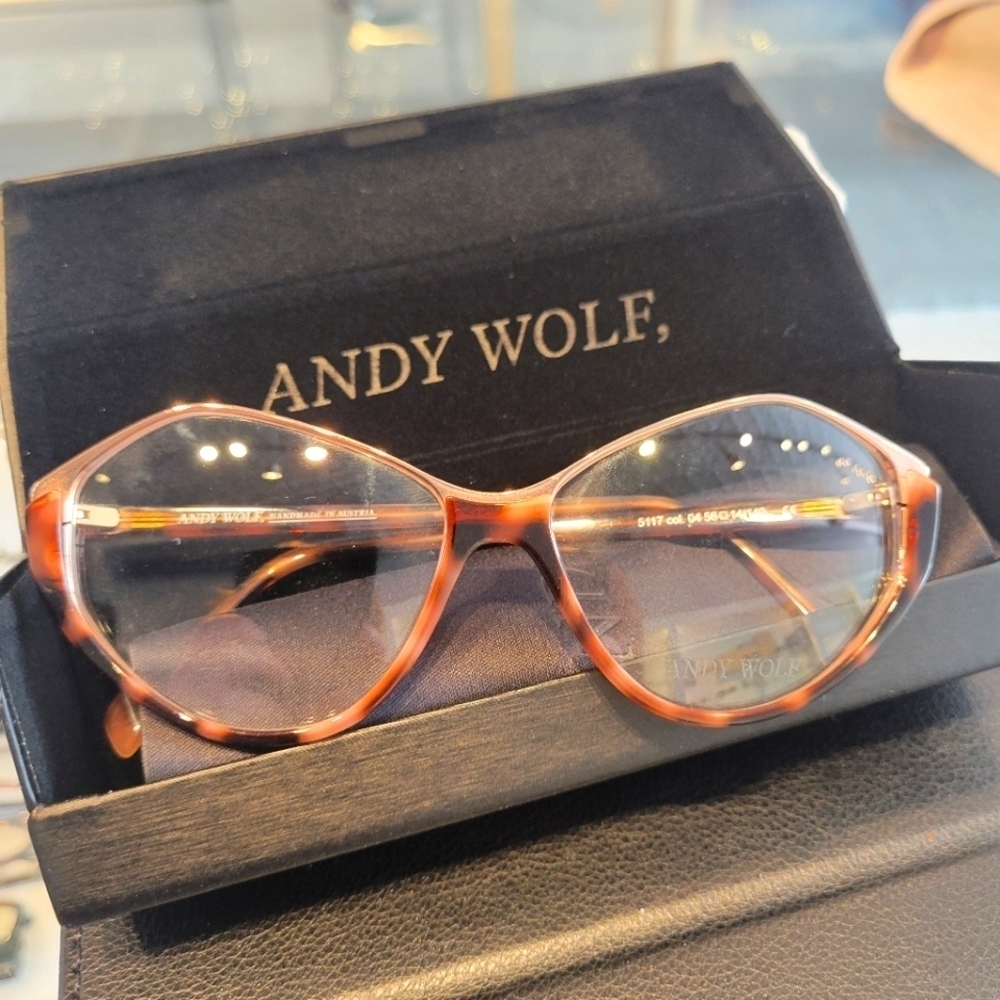 Andy Wolf Brown Tortoise & Rose Gold #5117 Eyeglass Frame New with case. - Picture 5 of 10